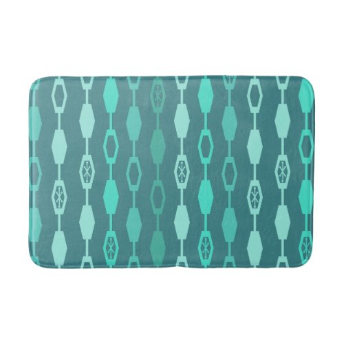 Mid Century Modern Chains Teal Bath Mat