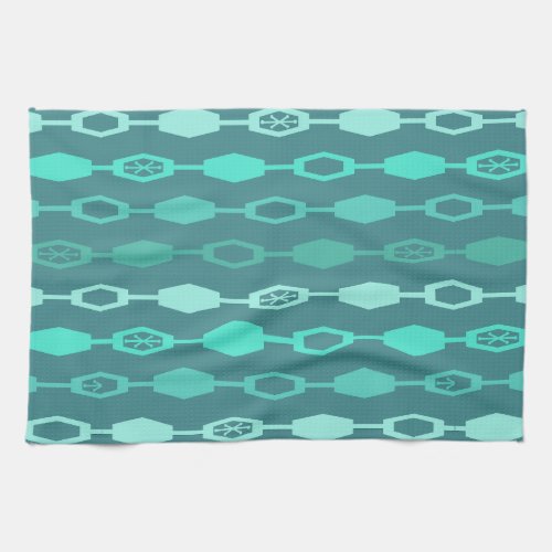 Mid Century Modern Chains Teal Kitchen Towel