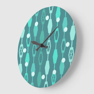 Mid Century Modern Chains Teal Large Clock