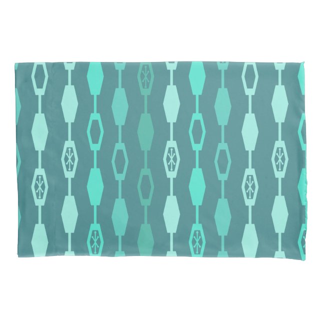 Mid Century Modern Chains Teal Pillow Case (Front)