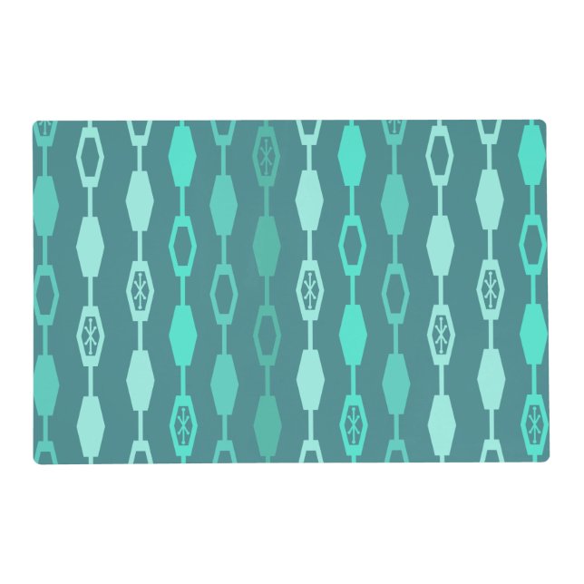 Mid Century Modern Chains Teal Placemat (Front)