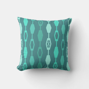 Mid Century Modern Chains Teal Throw Pillow