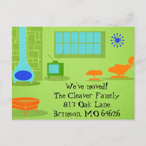 Mid Century Modern Change of Address Postcard