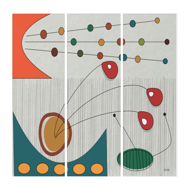 Mid-Century Modern Chaotic Mobiles Triptych (Front)