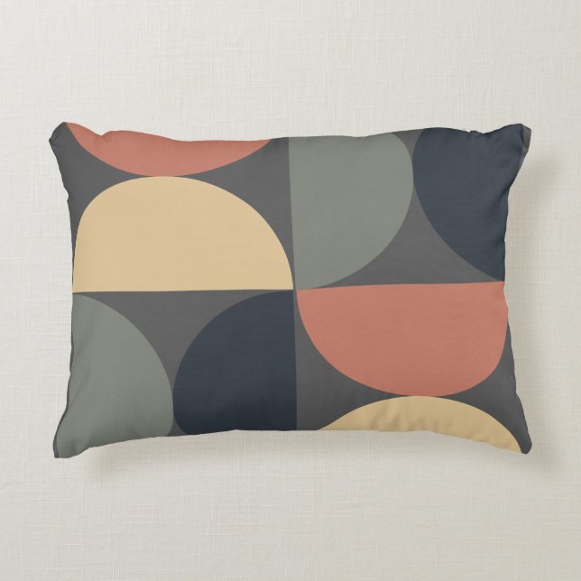 Mid Century Modern Charcoal Salmon    Accent Pillow (Front)