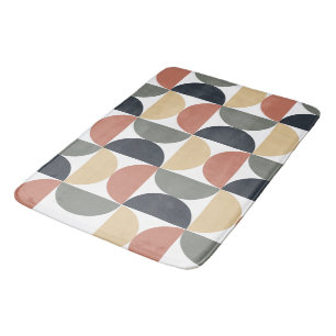 Mid Century Modern Charcoal Salmon   Bath Mat