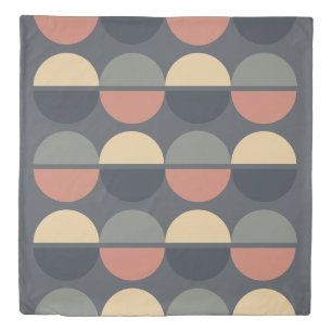 Mid Century Modern Charcoal Salmon Duvet Cover