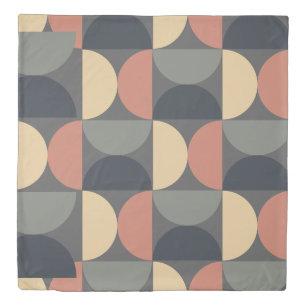 Mid Century Modern Charcoal Salmon    Duvet Cover