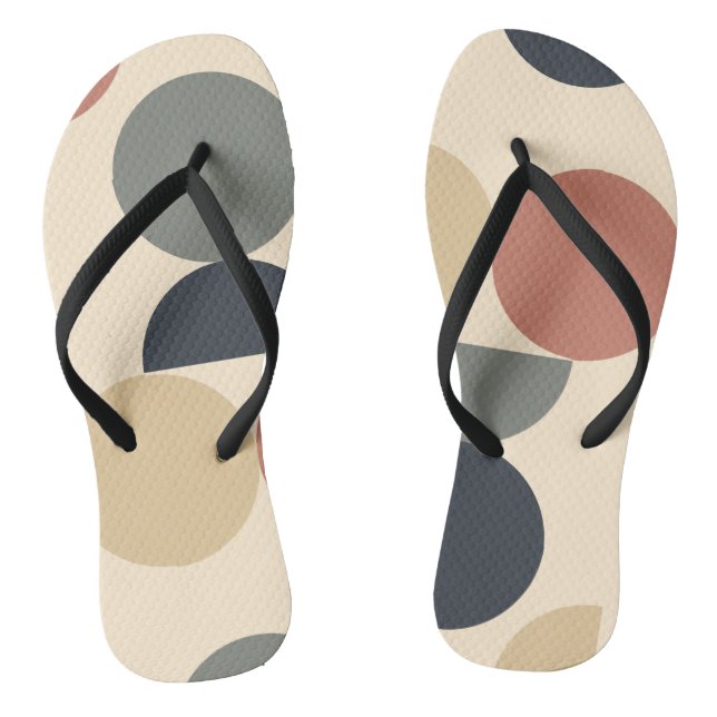 Mid Century Modern Charcoal Salmon   Flip Flops (Footbed)