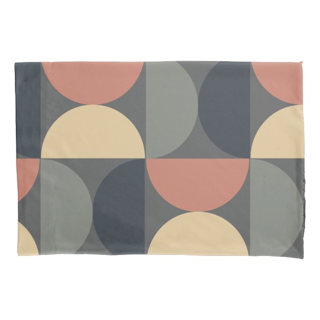 Mid Century Modern Charcoal Salmon     Pillow Case (Front)