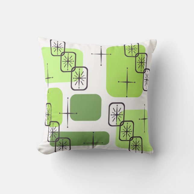 Mid Century Modern Chartreuse Green Throw Pillow (Front)