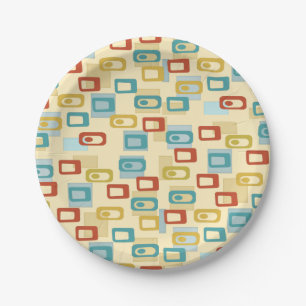 Mid Century Modern Cheerful Geo Pod Pattern Paper Plates