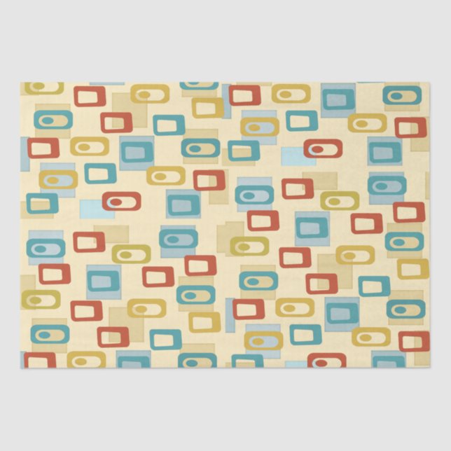 Mid Century Modern Cheerful Geo Pod Pattern Tissue Paper (Front)