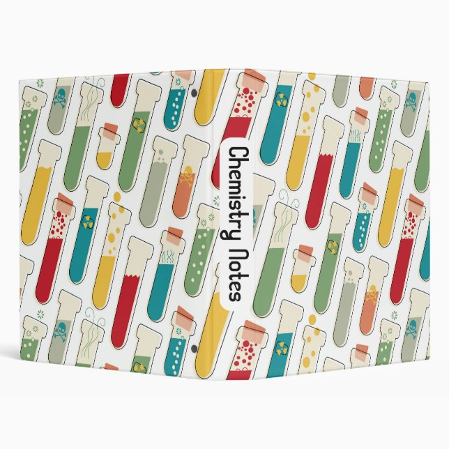 Mid Century Modern Chemistry Test Tube Stripe 3 Ring Binder (Background)