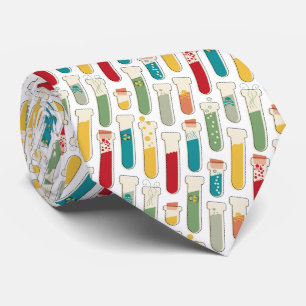 Mid Century Modern Chemistry Test Tube Stripe Neck Tie