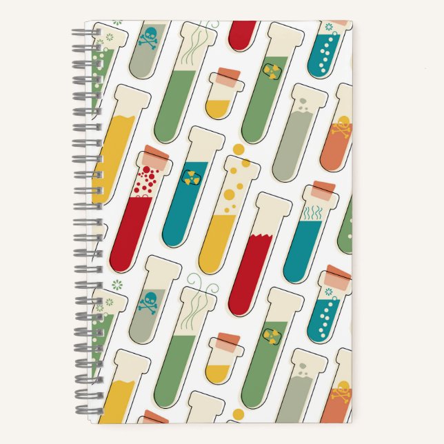 Mid Century Modern Chemistry Test Tube Stripe Notebook (Front)