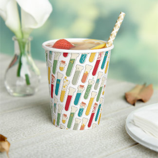 Mid Century Modern Chemistry Test Tube Stripe Paper Cups