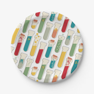 Mid Century Modern Chemistry Test Tube Stripe Paper Plates