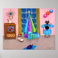 Mid-Century Modern Christmas Atomic Age Cats TV