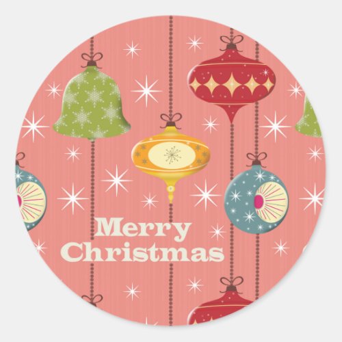 Mid Century Modern Christmas Baubles Classic Round Sticker