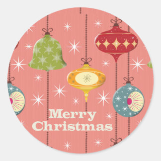 Mid Century Modern Christmas Baubles Classic Round Sticker