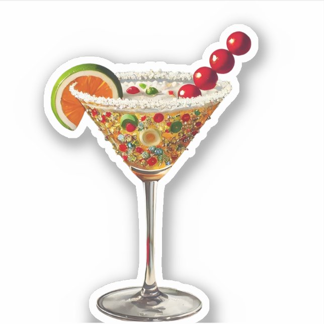 Mid Century Modern Christmas Candy Martini  Sticker (Front)