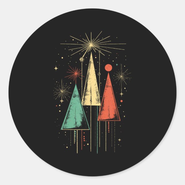 Mid Century Modern Christmas  Classic Round Sticker (Front)