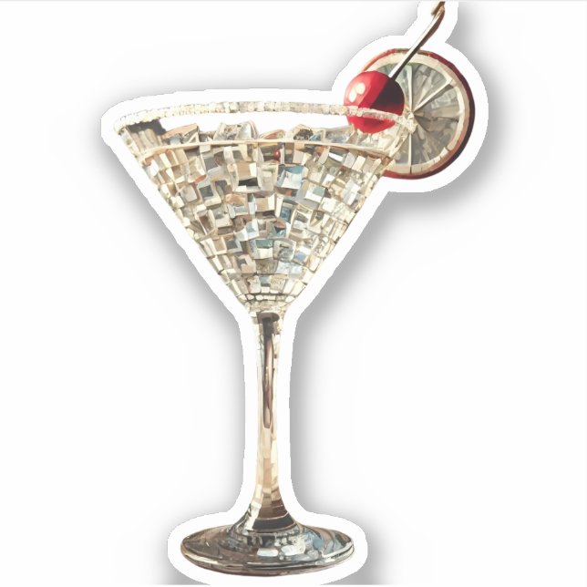 Mid Century Modern Christmas Cran Citrus Cocktail Sticker (Front)