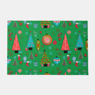 Mid-Century Modern Christmas Green  Doormat