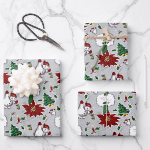 Mid Century Modern Christmas Mix Wrapping Paper Sheets