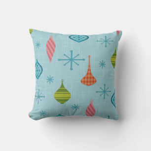 Mid Century Modern Christmas Ornaments Throw Pillow