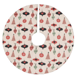 Mid Century Modern Christmas Pattern Brushed Polyester Tree Skirt