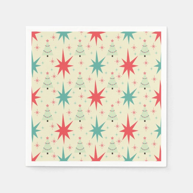 Mid Century Modern Christmas Pattern Napkins (Front)