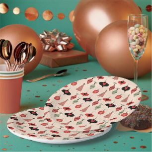 Mid Century Modern Christmas Pattern Paper Plates