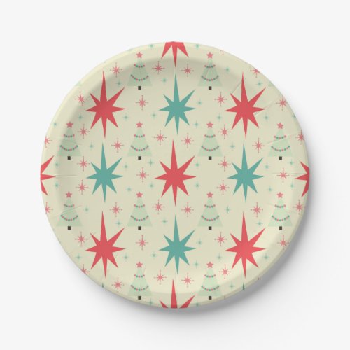 Mid Century Modern Christmas Pattern Paper Plates