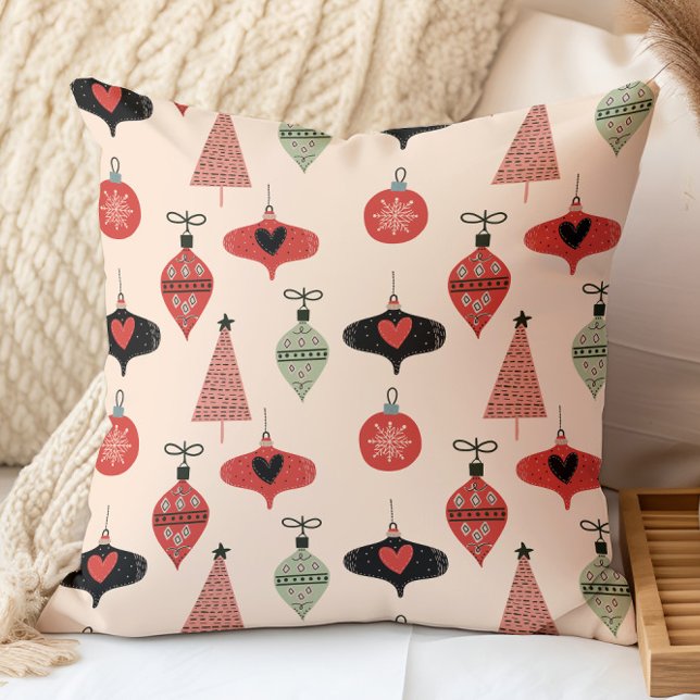 Mid Century Modern Christmas Pattern Throw Pillow (Creator Uploaded)