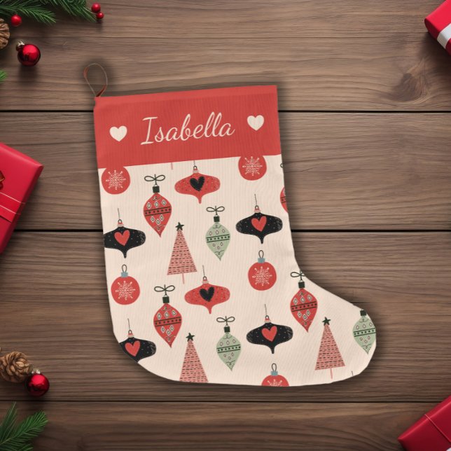 Mid Century Modern Christmas Pesonalized Large Christmas Stocking (Creator Uploaded)