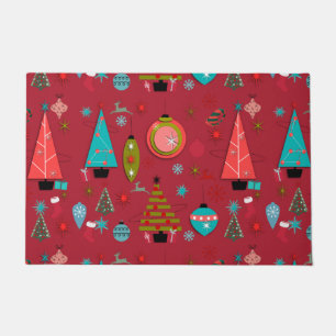Mid-Century Modern Christmas Red Doormat