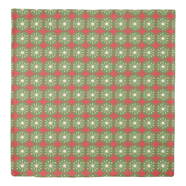 Mid Century Modern Christmas Retro Atomic Dots Duvet Cover (Front)