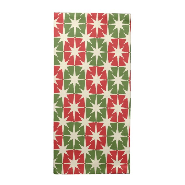 Mid Century Modern Christmas Retro Starbursts Cloth Napkin (Half Fold)
