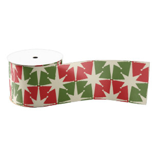 Mid Century Modern Christmas Retro Starbursts Grosgrain Ribbon