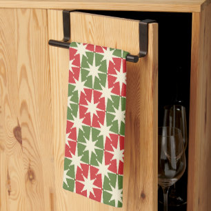 Mid Century Modern Christmas Retro Starbursts Kitchen Towel