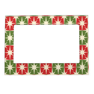 Mid Century Modern Christmas Retro Starbursts Magnetic Frame