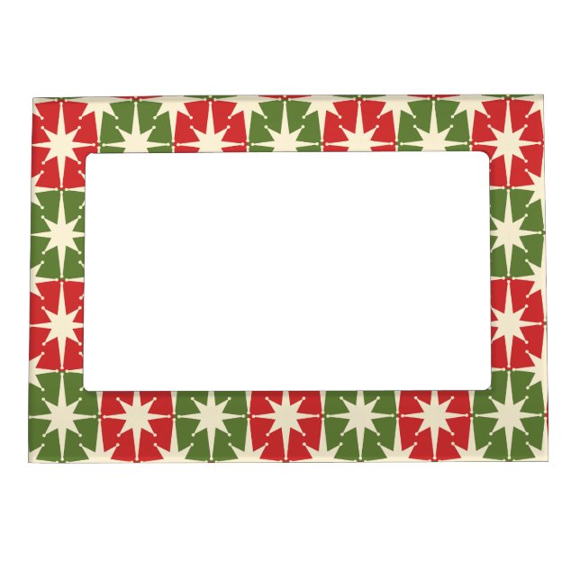 Mid Century Modern Christmas Retro Starbursts Magnetic Frame (Front)