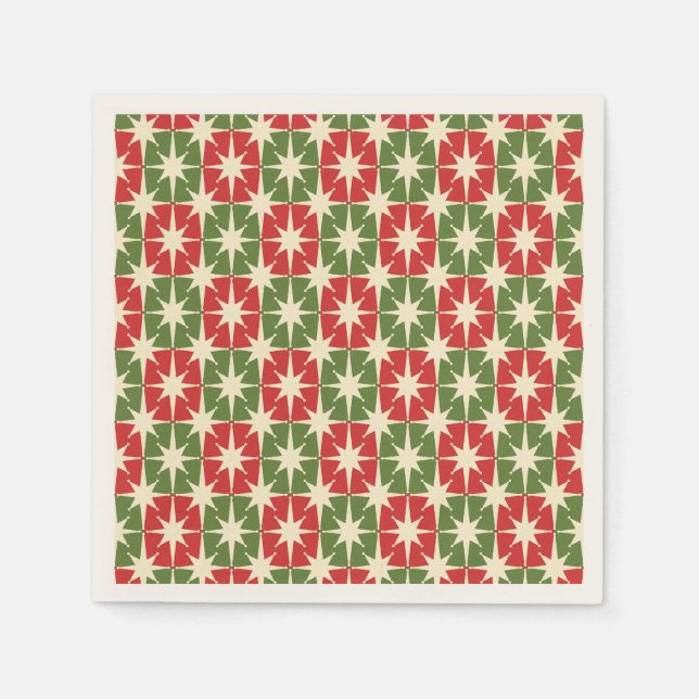 Mid Century Modern Christmas Retro Starbursts Napkins (Front)