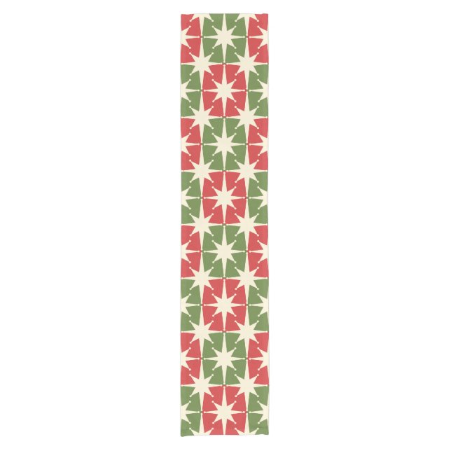 Mid Century Modern Christmas Retro Starbursts Short Table Runner (Front)