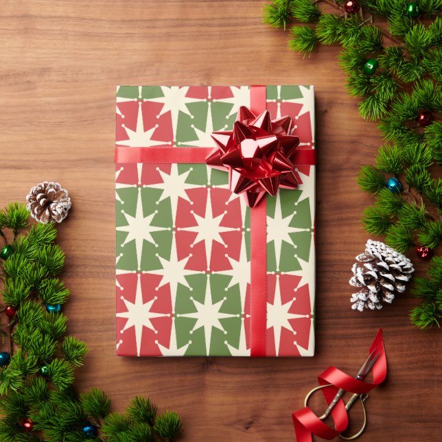 Mid Century Modern Christmas Retro Starbursts Wrapping Paper (Holiday Gift)