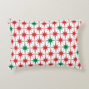 Mid Century Modern Christmas Stars Retro Pattern Accent Pillow