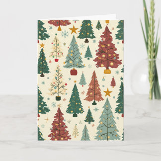 Mid-Century Modern Christmas Tree Pattern Holiday Card