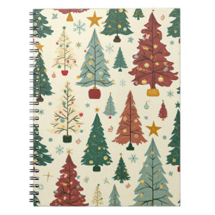 Mid-Century Modern Christmas Tree Pattern Notebook
